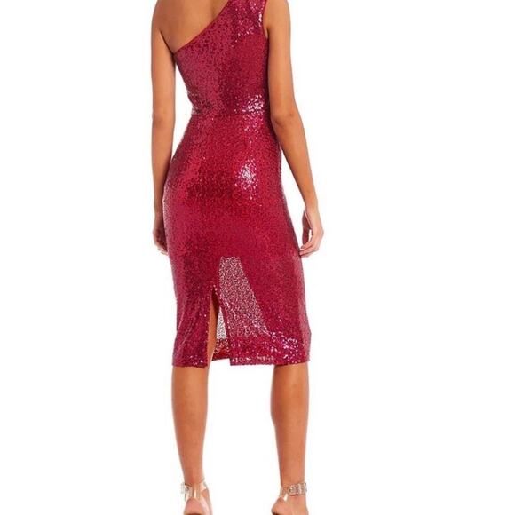 Dress The Population Martine Sequin One Shoulder Dress in Fuchsia Size S NWT - Picture 15 of 15